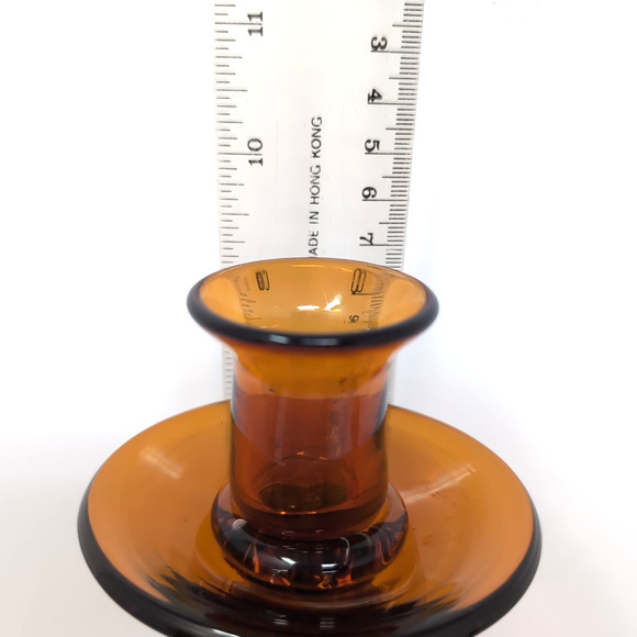 VTG Bombay Company Candlestick Trio Amber Brown Glass 3 Candle Holders 1 FLAWED - Picture 6 of 10